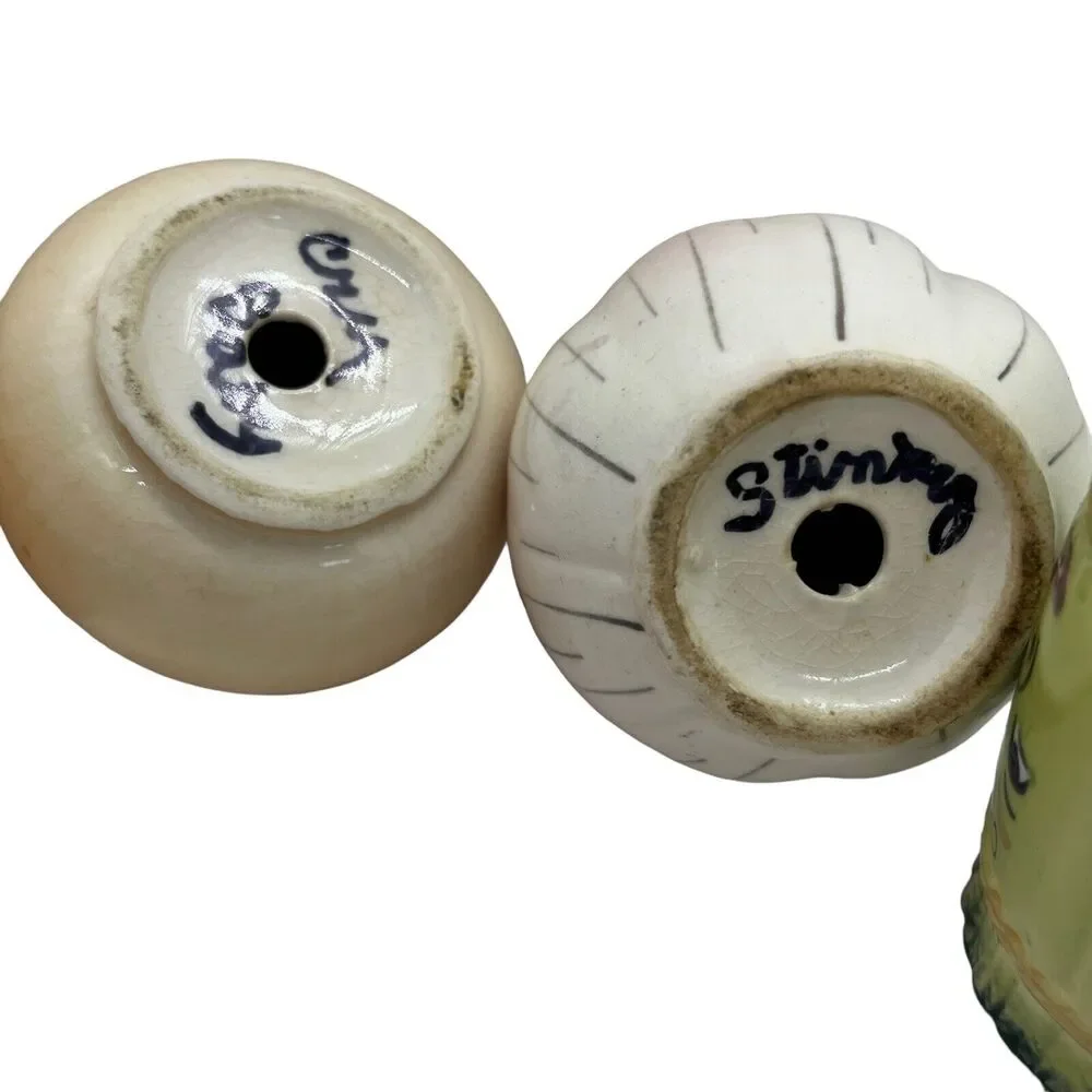 Anthropomorphic Salt Shakers Celery Onion Garlic Vegetable Head Vintage Norcrest